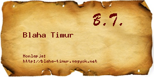 Blaha Timur névjegykártya